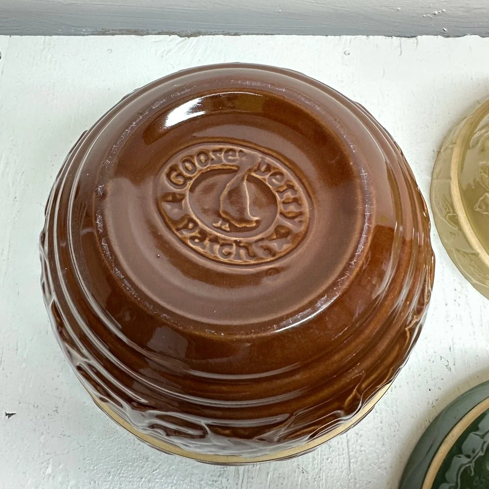 Gooseberry Patch Embossed Stoneware Mixing Nesting Bowl Set‎ of 3 Autumn Pattern